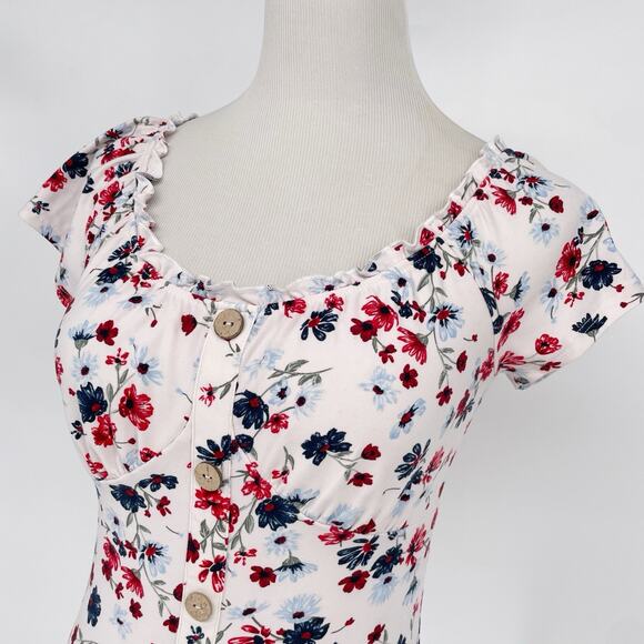 NOBO No Boundaries Medium Y2K Top Peasant Floral Baby-Doll Cottage Whimsy - Picture 3 of 8